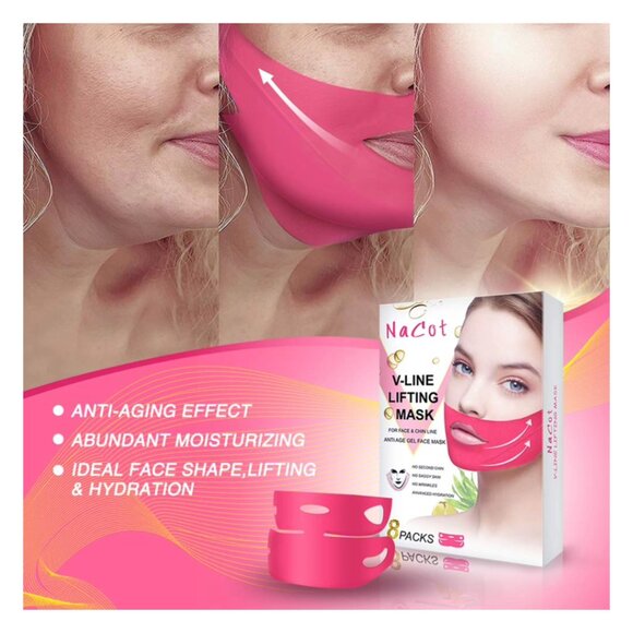 NEW- NaCot V-Line Mask 8 Pcs Chin Up Patches - Picture 5 of 9